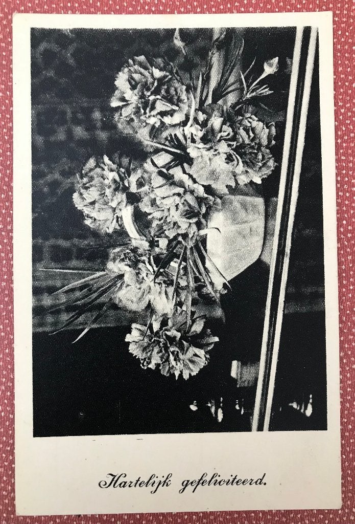 Hartelijk gefeliciteerd kaart - vintage - zwart wit, Ophalen of Verzenden, 1940 tot 1960, Ongelopen, Feest(dag)