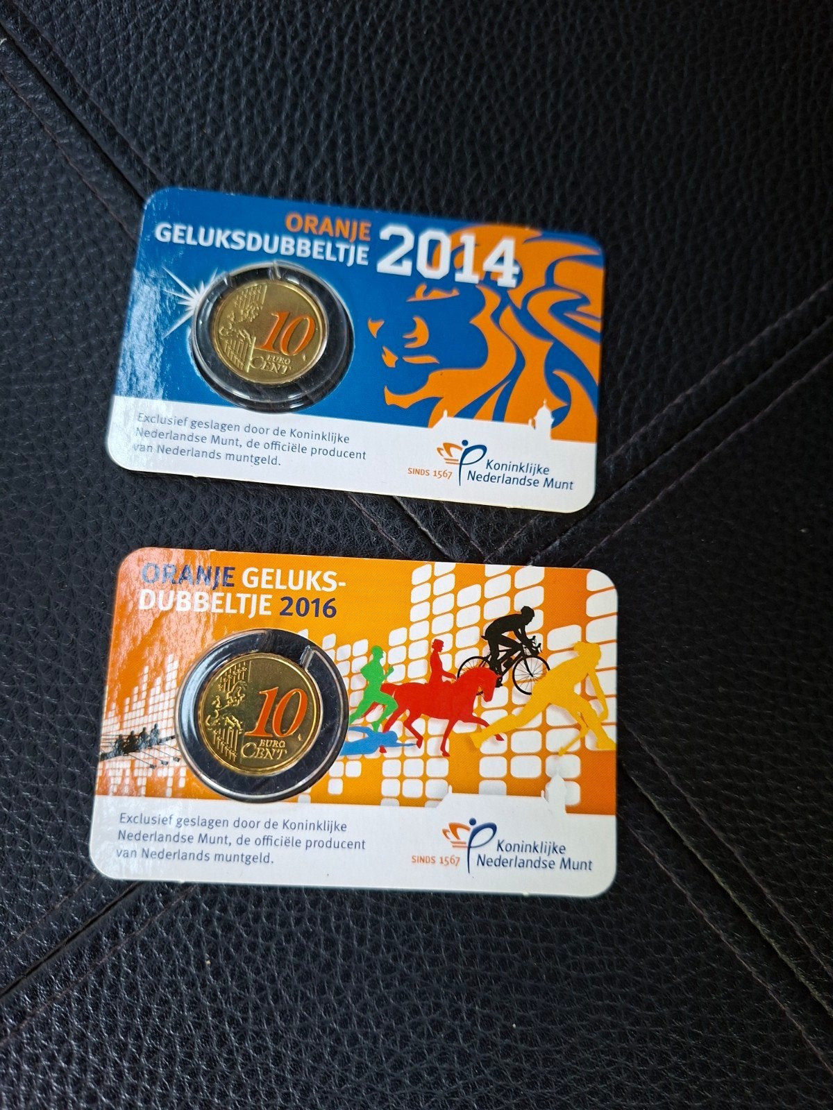 Oranje Geluksdubbeltje 2014 & 2016 - Koninklijke Munt, Ophalen of Verzenden, Koningin Beatrix, Overige waardes, Setje