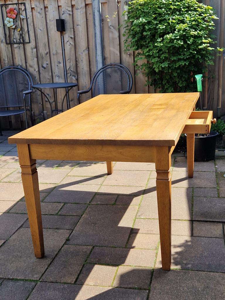 Massief Eiken eetkamer tafel, Huis en Inrichting, Tafels | Eettafels, Ophalen, Gebruikt, Eikenhout, 50 tot 100 cm