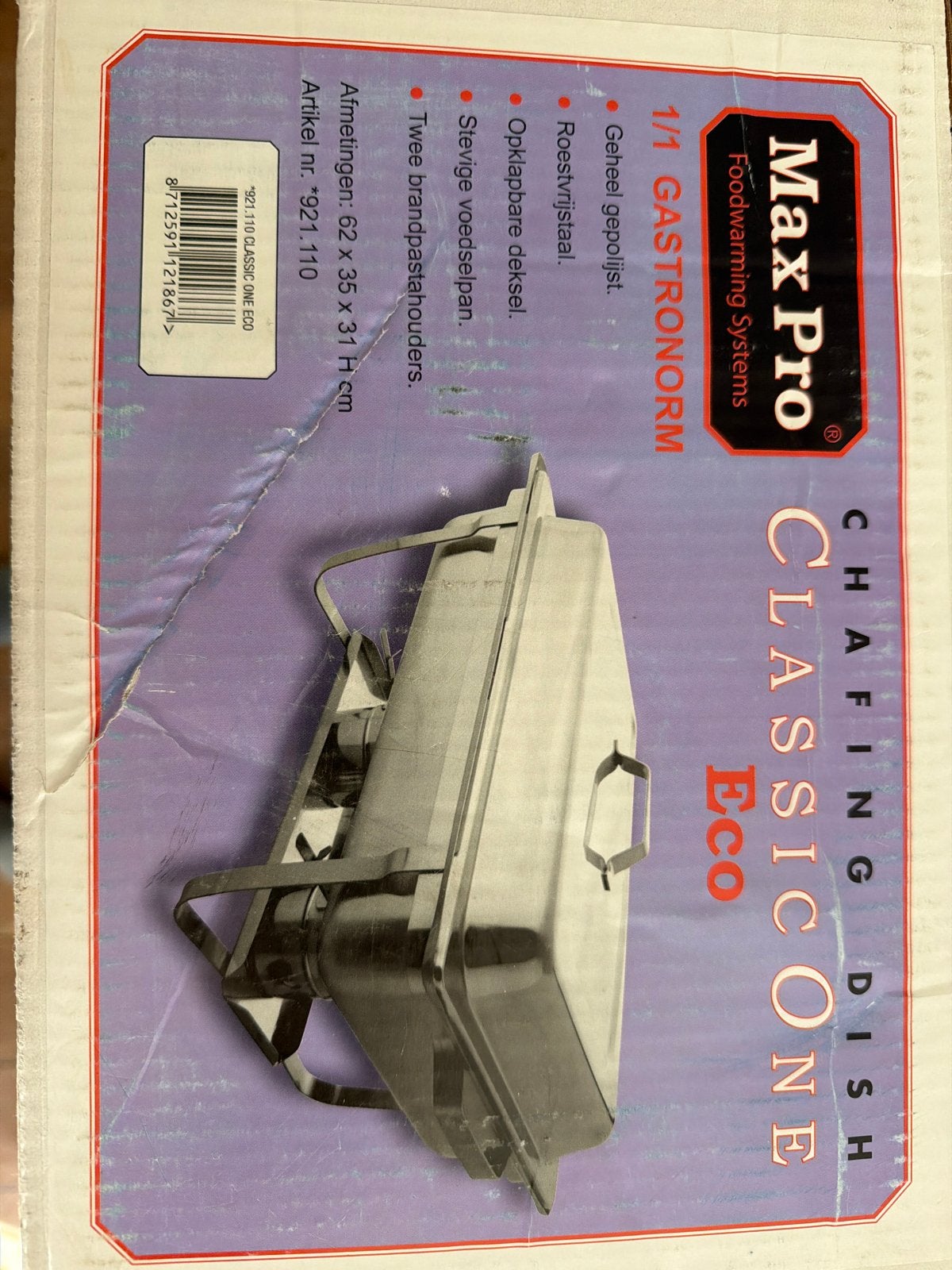 Max Pro Chafing Dish ClassicOne Eco 1/1 Gastronorm, Ophalen, Zo goed als nieuw