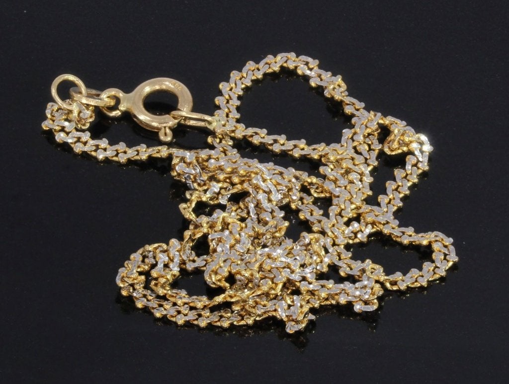 Fantasie 14k gouden unieke ketting bicolor schakel 46cm dame, Sieraden, Tassen en Uiterlijk, Voordeelsieraden, Ophalen of Verzenden