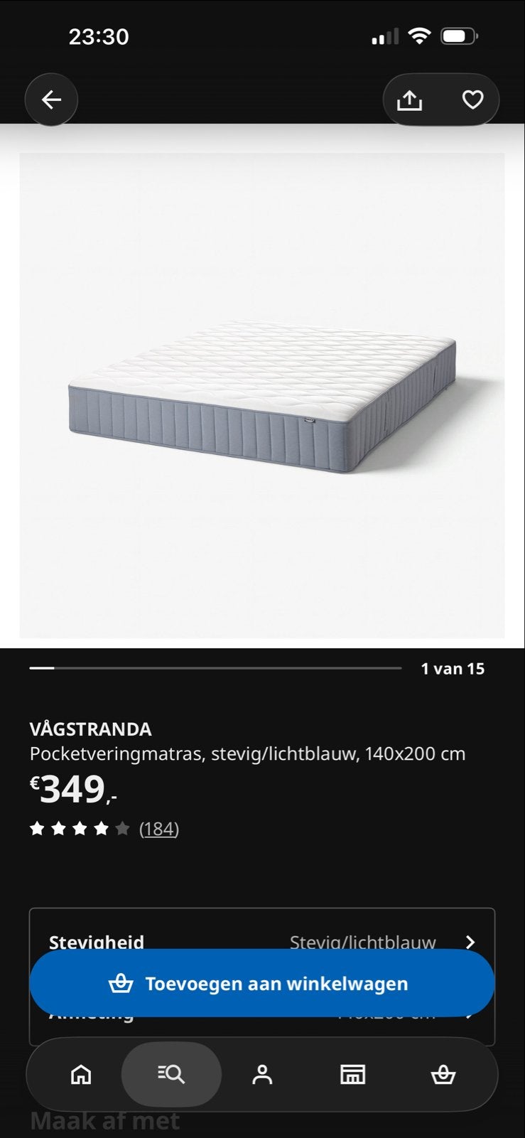 3mnd gebruikte IKEA VÅGSTRANDA 140x200 incl bedframe, Ophalen, Gebruikt, Tweepersoons, 140 cm