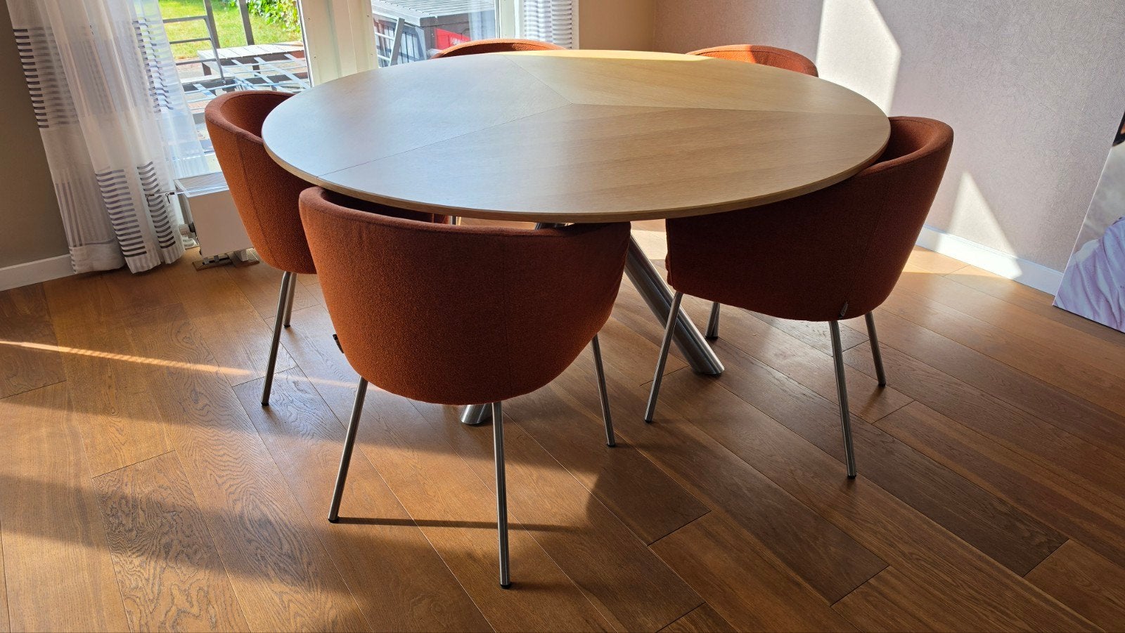 Ronde Eettafel met 5 Topform Stoelen, Gebruikt, Rond, Vijf personen of meer, Ophalen