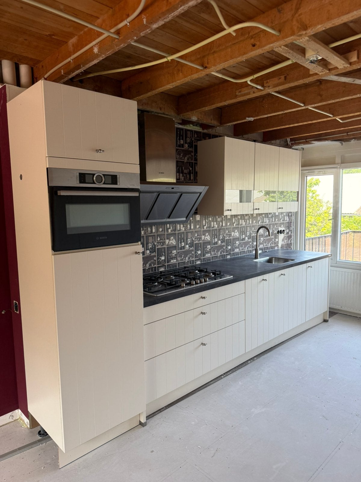 Nette Rechte Keuken Landelijk Apparatuur BOSCH GEDEMONTEERD, Huis en Inrichting, Keuken | Complete keukens, Ophalen of Verzenden