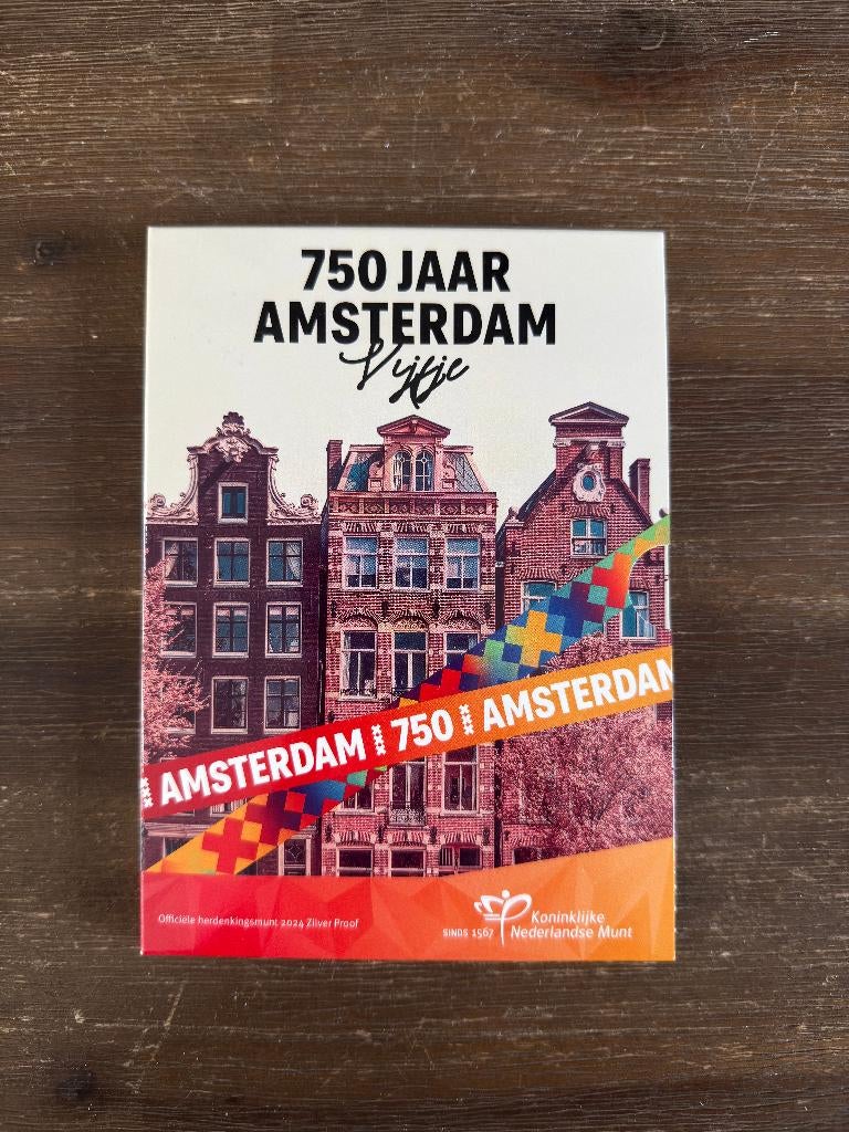 750 jaar Amsterdam Vijfje 2024 Zilver Proof, Setje, Koningin Beatrix, Zilver, Euro's