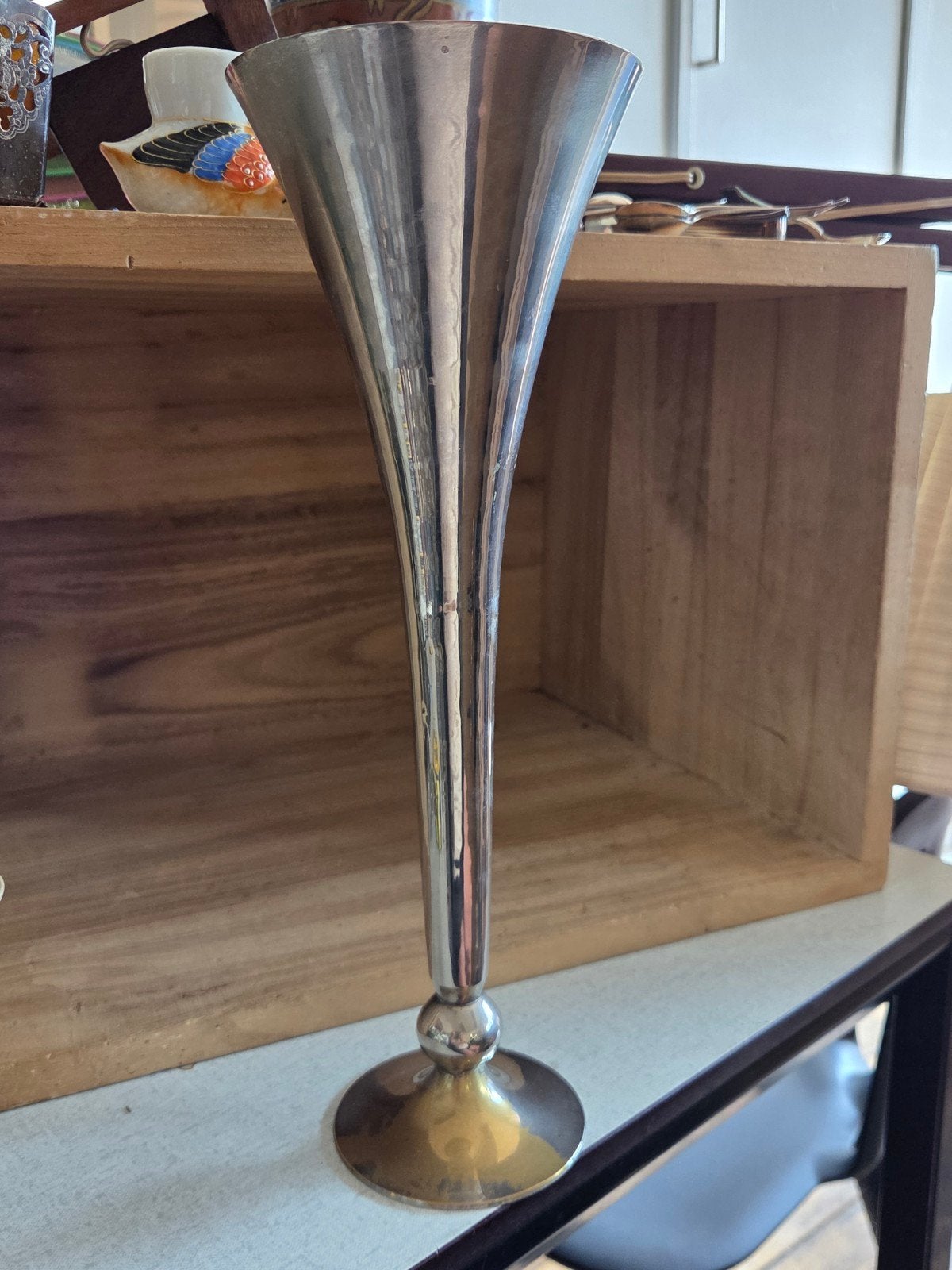 Vintage metalen vaas / bloemenhouder, Ophalen of Verzenden