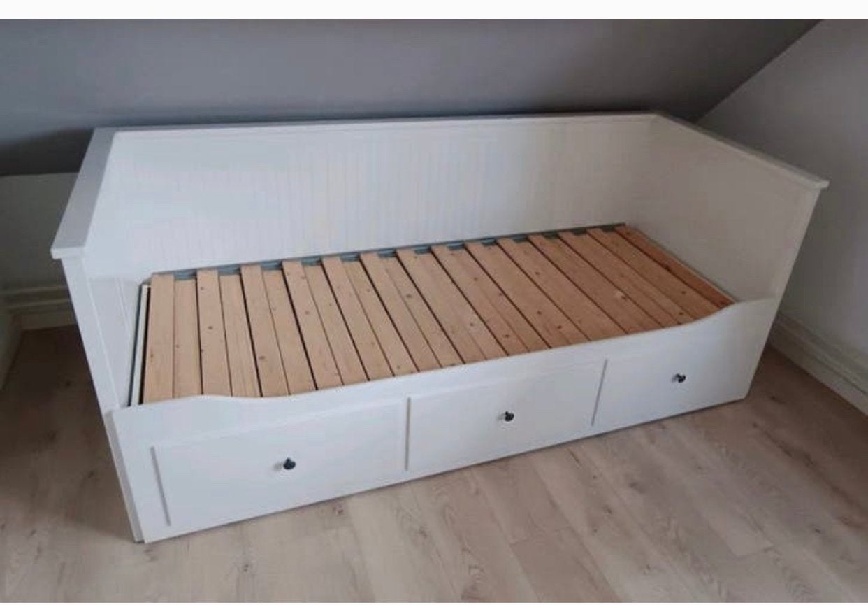 Ikea Hemnes bedbank  - Wit, Gebruikt, Wit, Tweepersoons, Ophalen of Verzenden