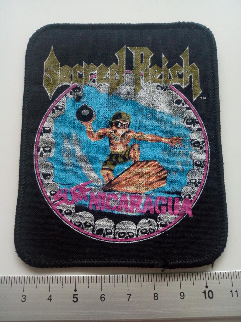 Sacred Reich zeer zeldzame 1990 Surf Nicaragua patch s339, Verzenden, Nieuw, Kleding