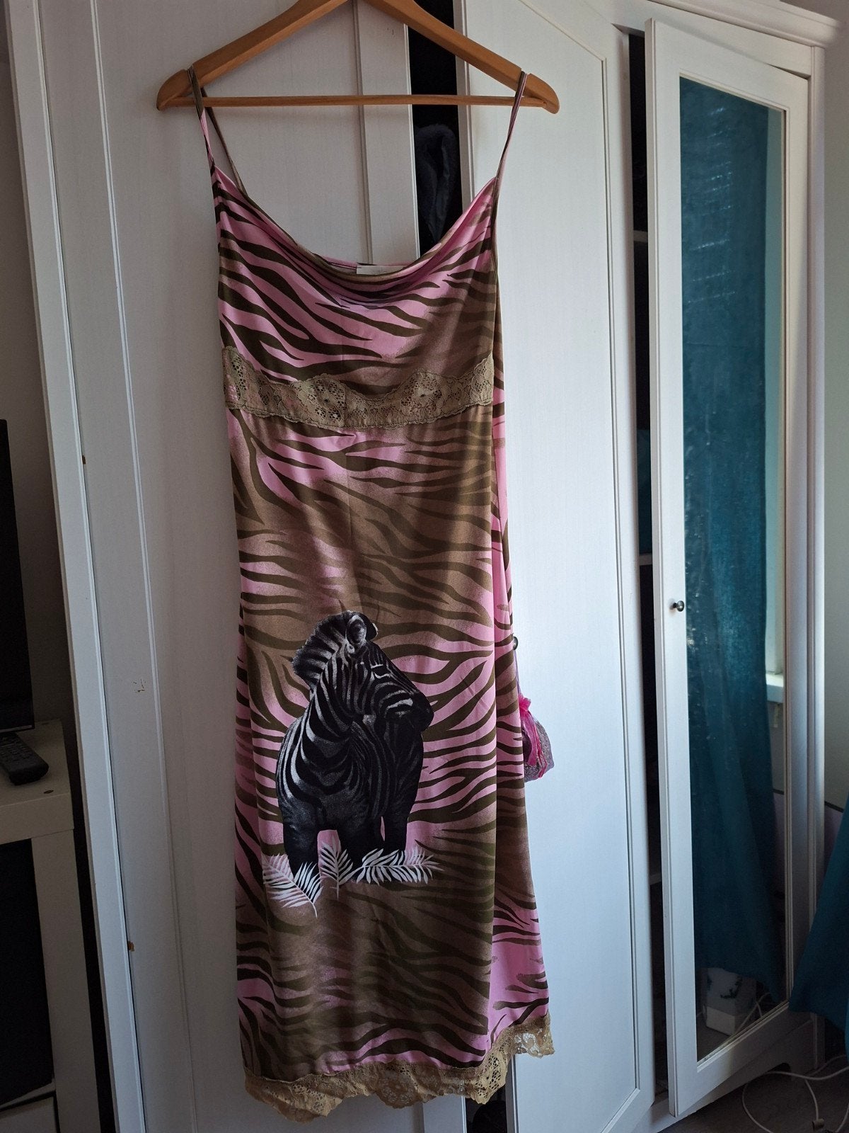 y2k vintage jurk belair met zebra en kant, Maat 38/40 (M), Ophalen of Verzenden, Zo goed als nieuw, Belair