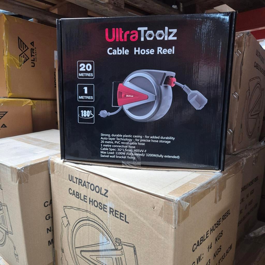 Kabelhaspel 20m Wandhaspel 230V – Ultratoolz, Info@purbesa.nl, Nieuw, Kabel of Snoer, Purbesa