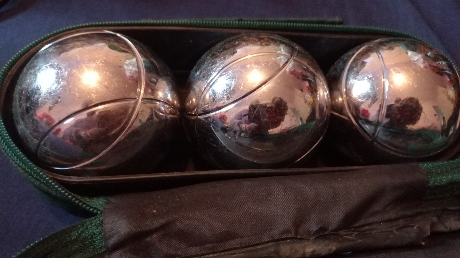 Jeu de boules set met 3 metalen ballen en etui, Ophalen of Verzenden
