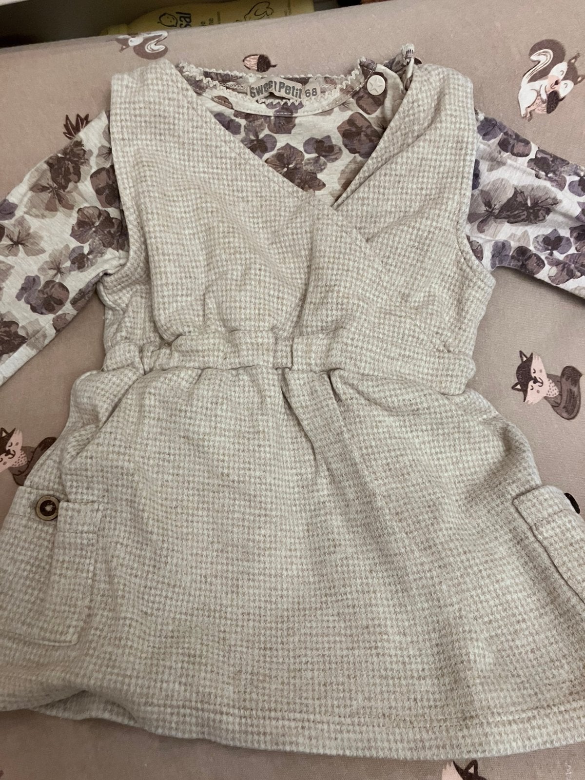 Jurk + shirt sweet petit maat 68, Ophalen of Verzenden, Zo goed als nieuw, Meisje, Jurkje of Rokje