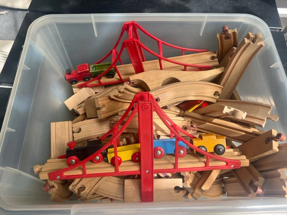 BRIO Houten Treinset met Bruggen en Treinen, Ophalen, Gebruikt, Overige merken
