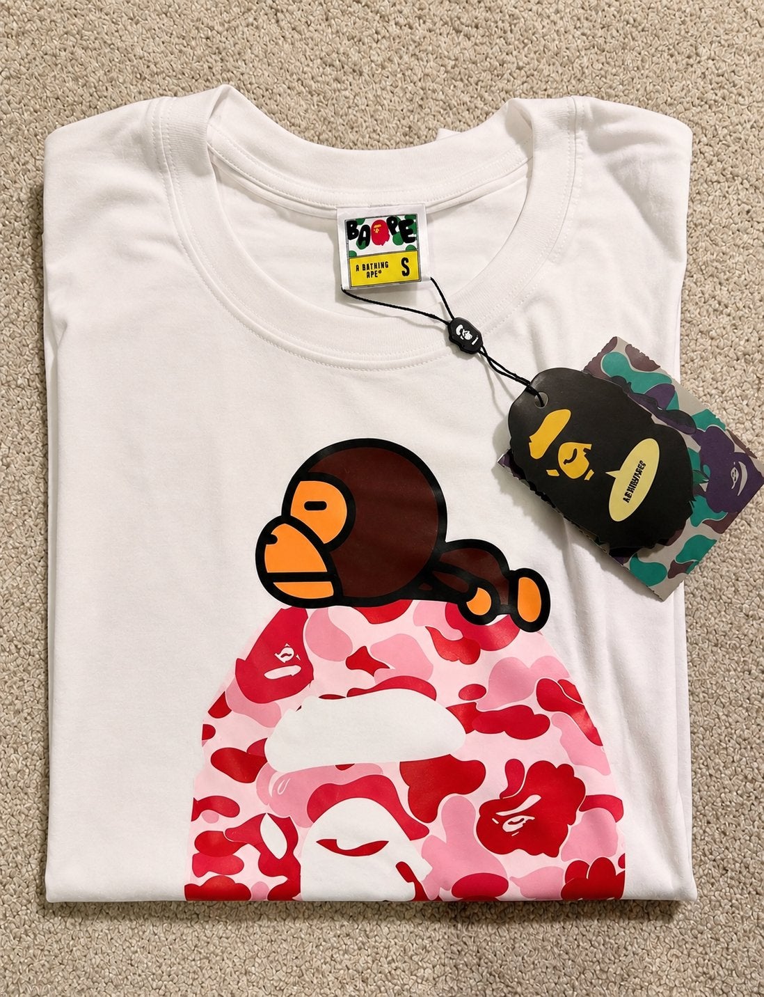 BAPE A Bathing Ape T-shirt met aap print - Maat S, Kleding | Dames, T-shirts, Wit, Nieuw, Ophalen of Verzenden, Korte mouw