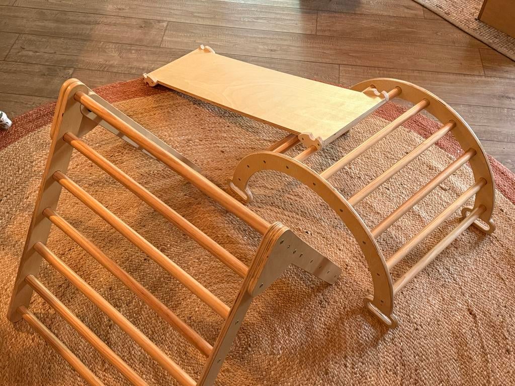 Pikler klimrek 3-delig: klimboog, klimhelling/glijbaan, Kinderen en Baby's, Speelgoed | Houten speelgoed, Ophalen of Verzenden