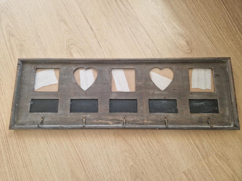 Houten kapstok met foto's, Huis en Inrichting, Woonaccessoires | Kapstokken, Wandkapstok, Gebruikt, Ophalen of Verzenden, Minder dan 100 cm