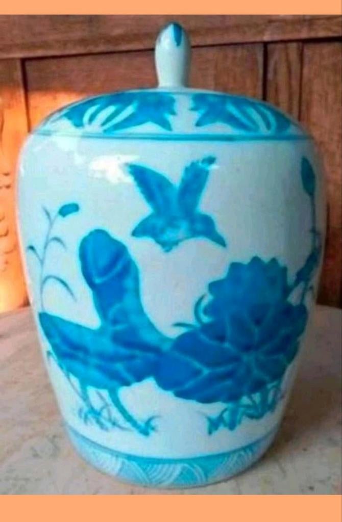Vintage Chinees Porseleinen Pot met Deksel, Antiek en Kunst, Antiek | Porselein, Ophalen of Verzenden