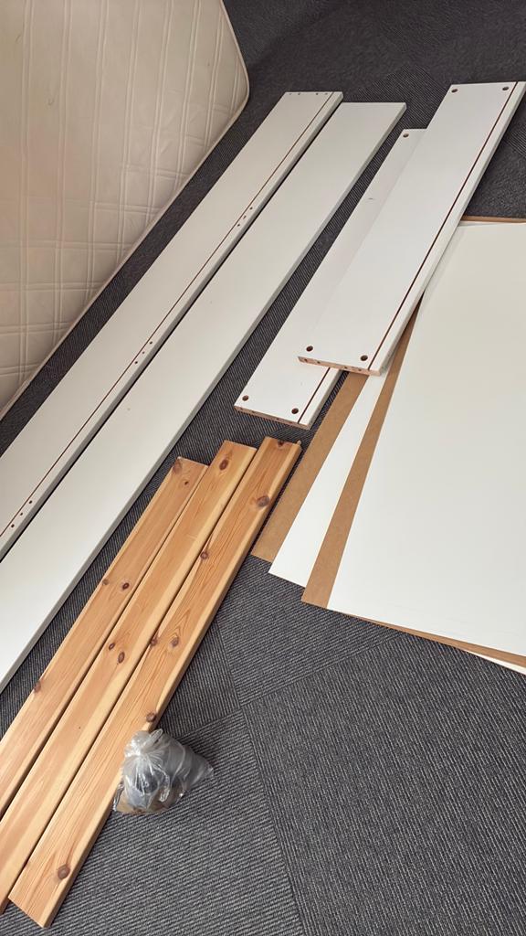 Bedlade. Lifetime. Whitewash. 90cm bij 200 cm, Huis en Inrichting, Slaapkamer | Bedden, Ophalen, 90 cm, Eenpersoons, Wit