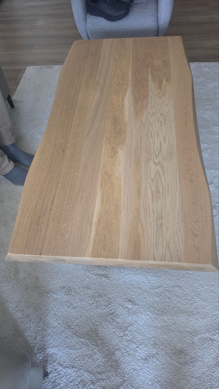 complete eiken boomstam eettafel en salontafelmet spinpoot, Ophalen, Zo goed als nieuw, Industrieel, 6 tot 8 stoelen