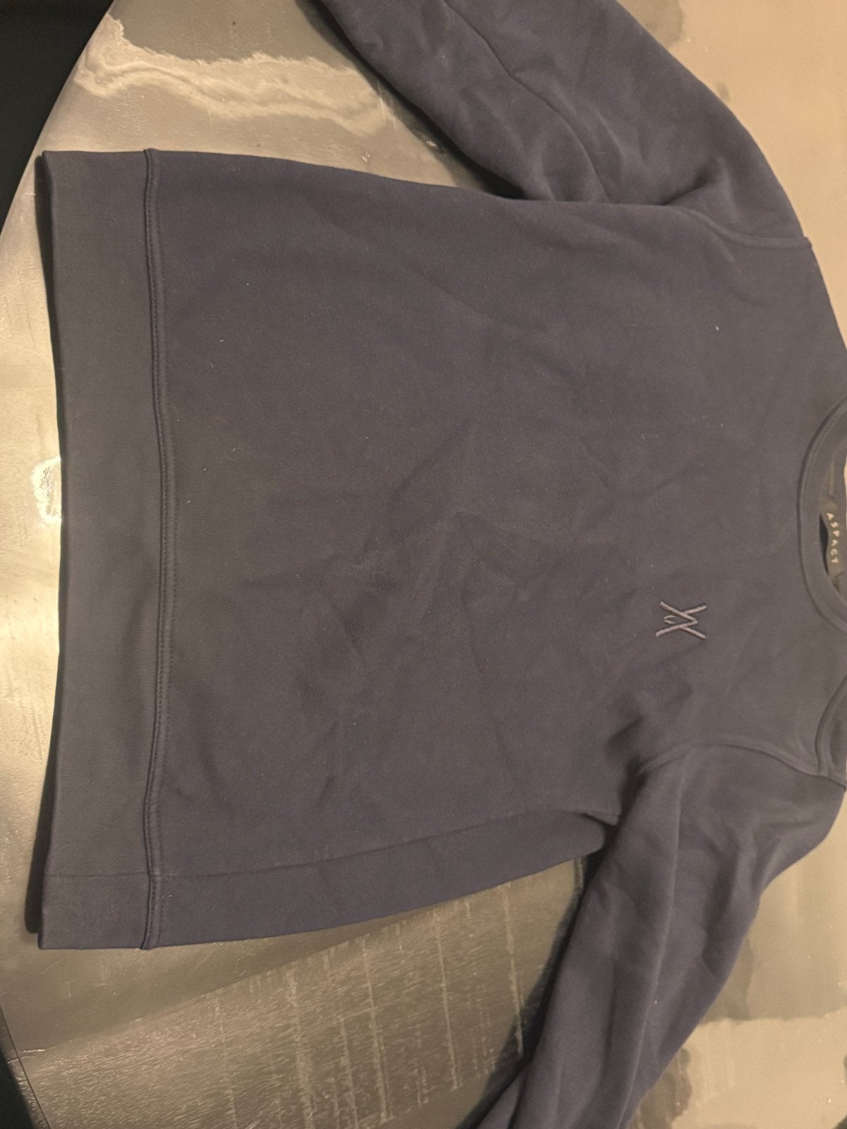 Donkerblauwe aspact sweater maat S, Ophalen of Verzenden, Maat 46 (S) of kleiner, Blauw
