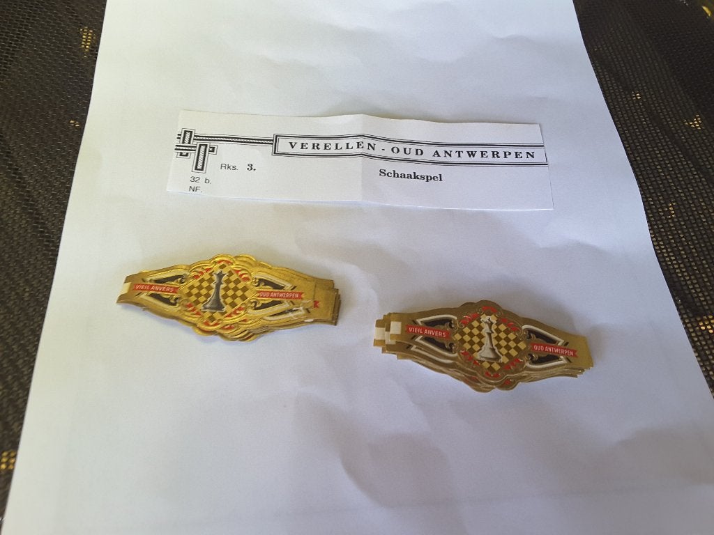 Sigarenbandjes verellen nf serie 3 schaakspel, Verzenden, Gebruikt, Sigarenbandjes