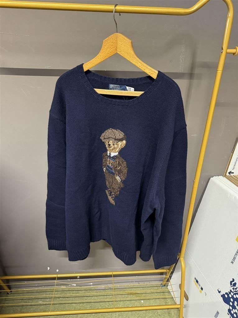 trui - Polo Ralph Lauren Big & Tall Bear Crew Wol Sweater, Ophalen of Verzenden, Nieuw, Blauw