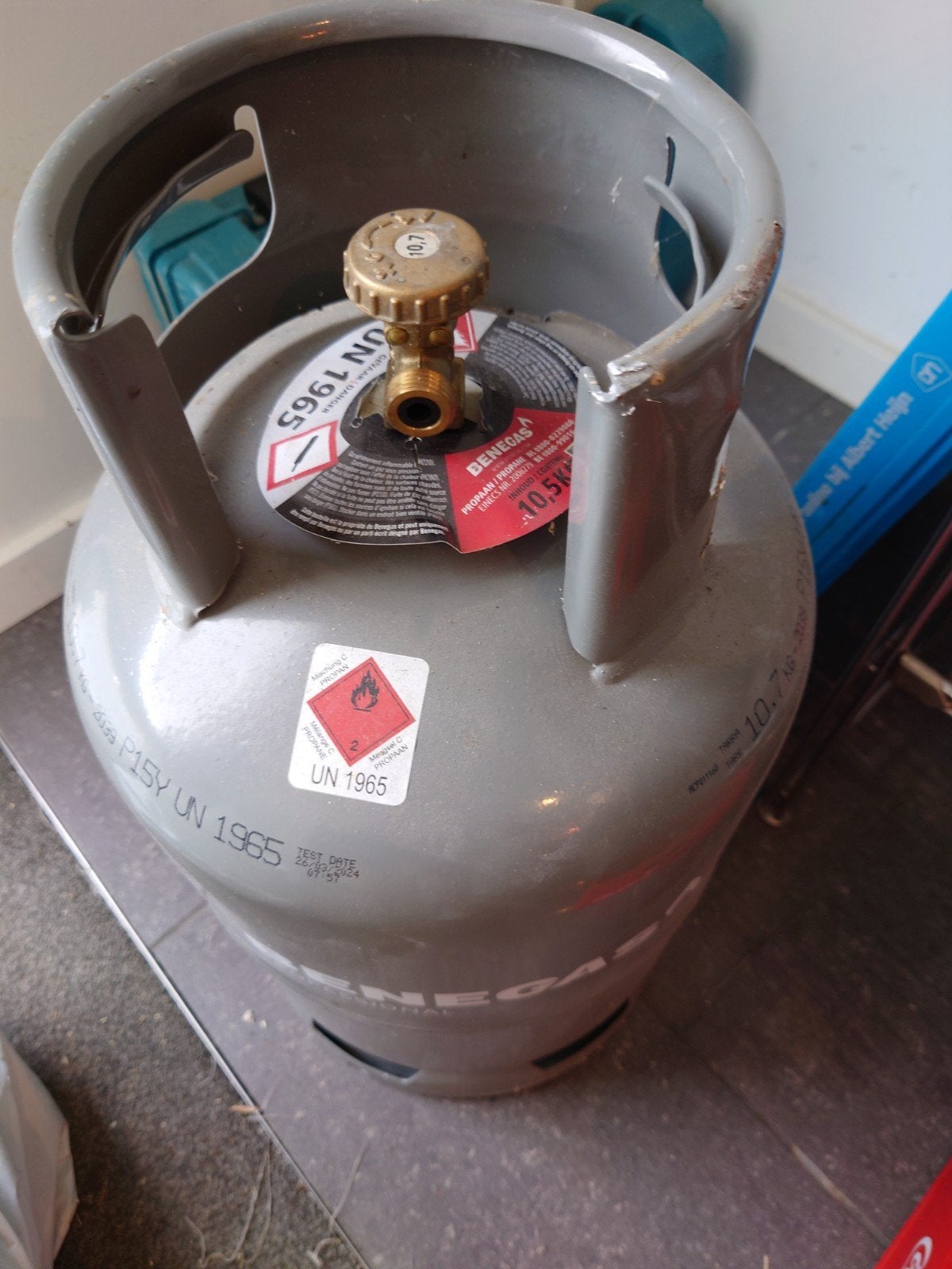 2x Benegas gasfles leeg 10,5 kg (gekeurd 2024 & 2019), Ophalen, Gebruikt