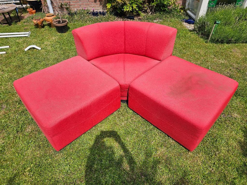 Hoekbank rood, Ophalen, Gebruikt, 100 tot 125 cm, Hoekbank