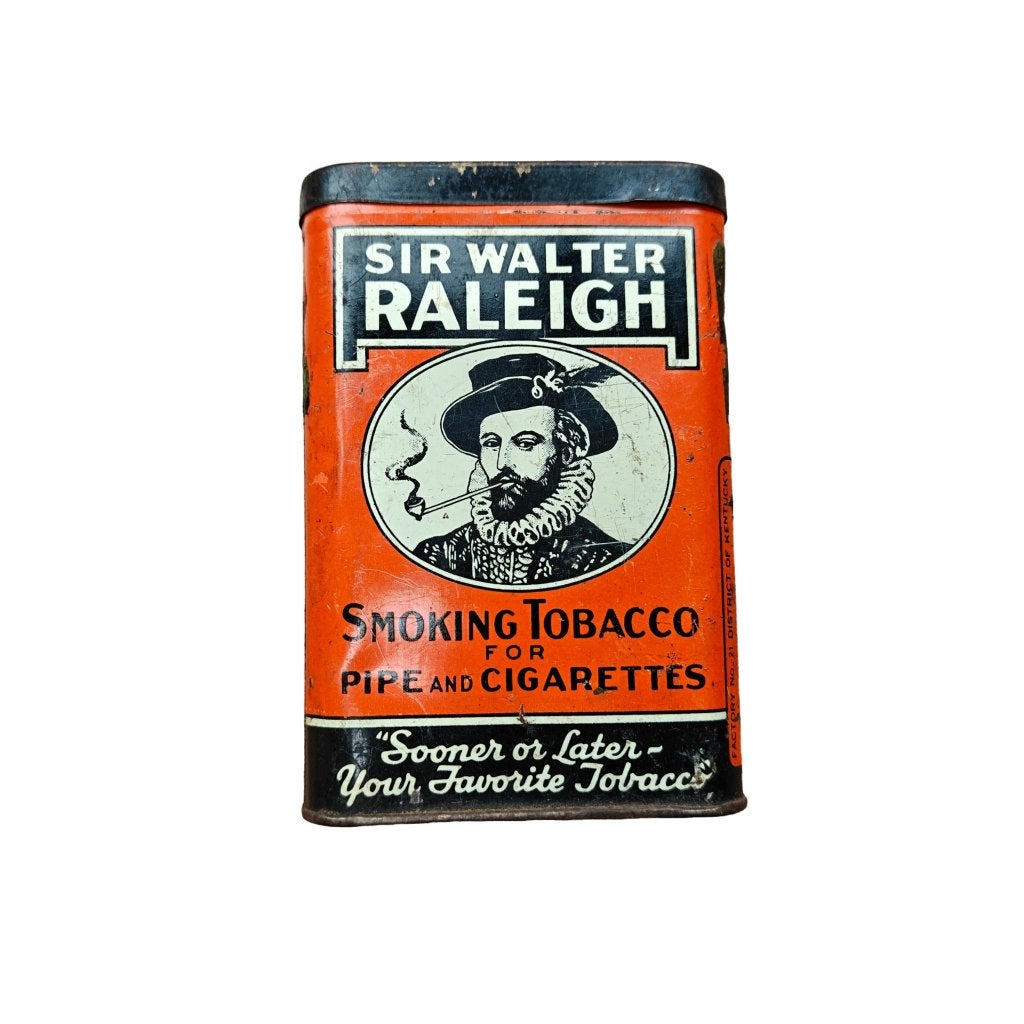 WWII US Tobacco Tin Raleigh, Ophalen of Verzenden, Amerika, Embleem of Badge