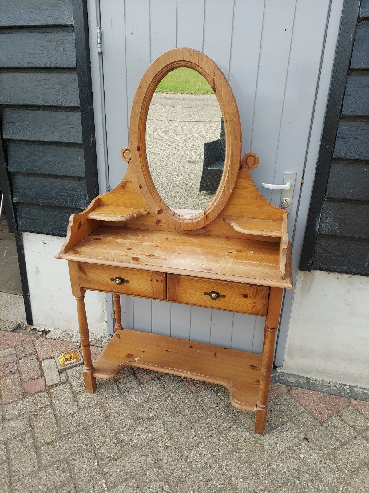 Grenen kaptafel spiegel haltafel sidetable, Ophalen