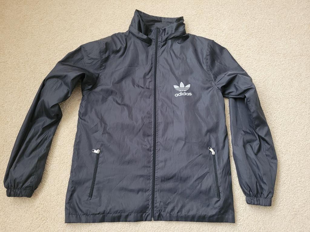 Adidas zwart wind regen jack met afneembare capuchon, Adidas, Zwart, Maat 42/44 (L), Ophalen of Verzenden