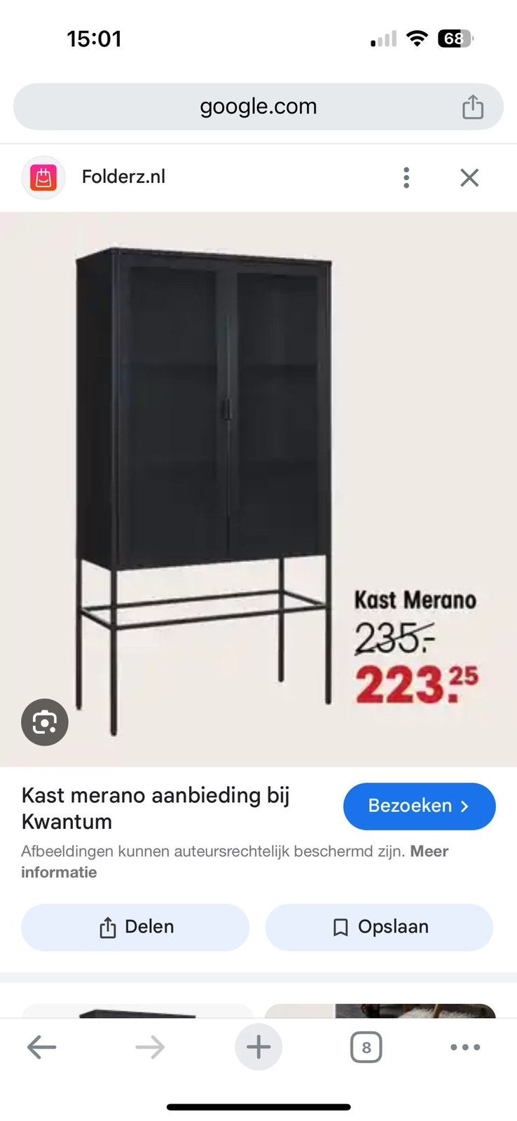 Kast merano zwart  metaal, Ophalen, 50 tot 100 cm, Zo goed als nieuw, 150 tot 200 cm