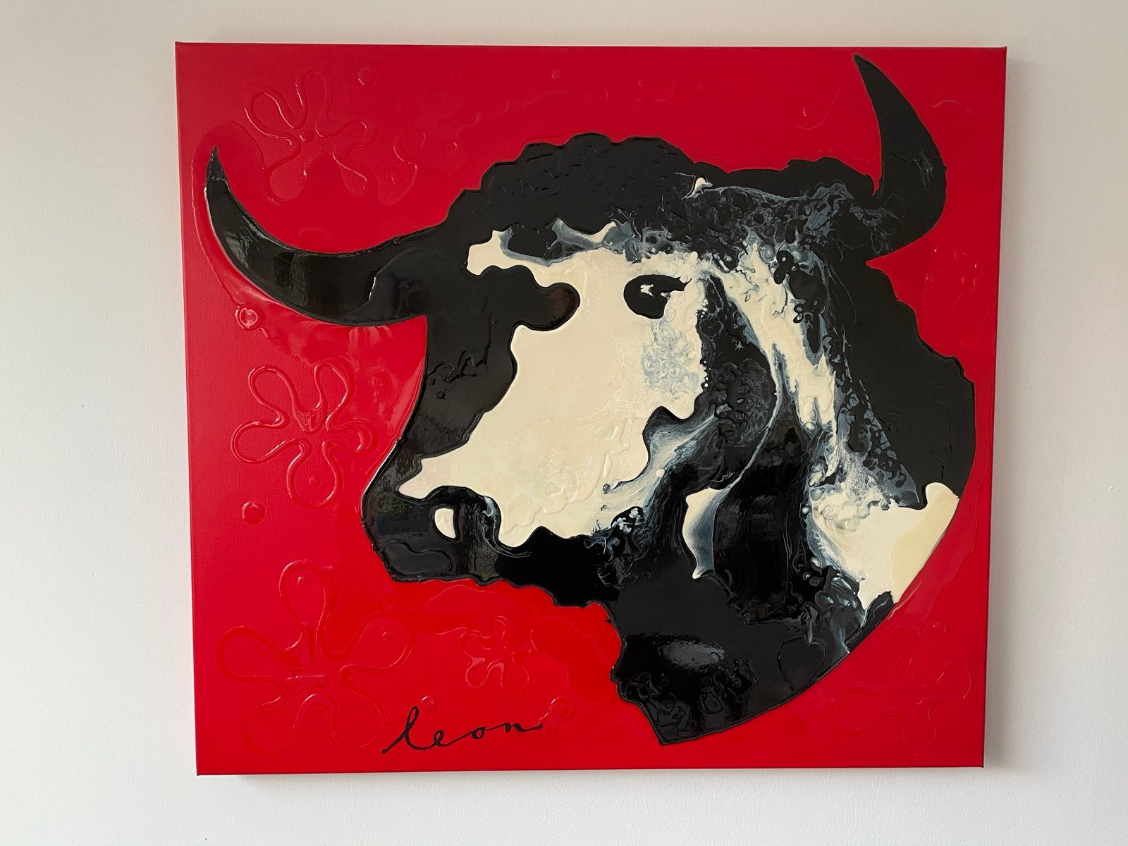'Toro' van Leon Bosboom, Acryl/Epoxy, Antiek en Kunst, Kunst | Schilderijen | Modern, Ophalen, Acrylverf, Dieren, Gesigneerd