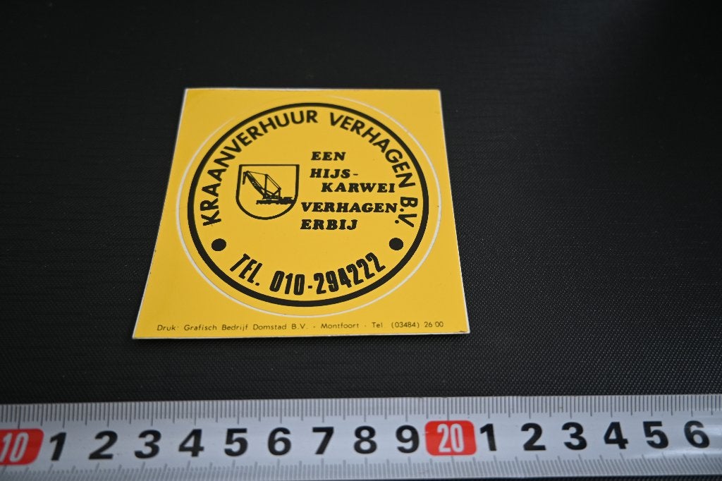 sticker Rhoon Kraanverhuur Verhagen bv  010-294222, Ophalen, Zo goed als nieuw