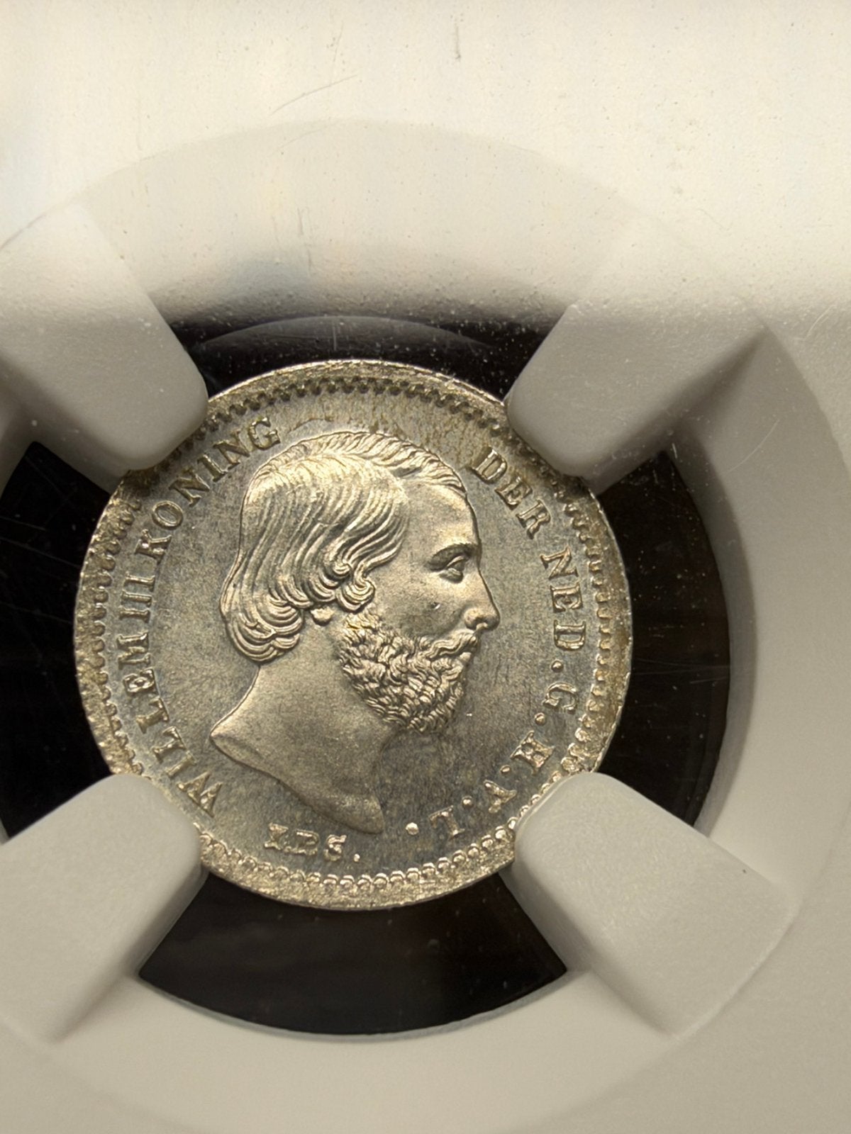 5 cent 1850 MS66 Willem III, Koning Willem III, Zilver, Ophalen of Verzenden, Losse munt