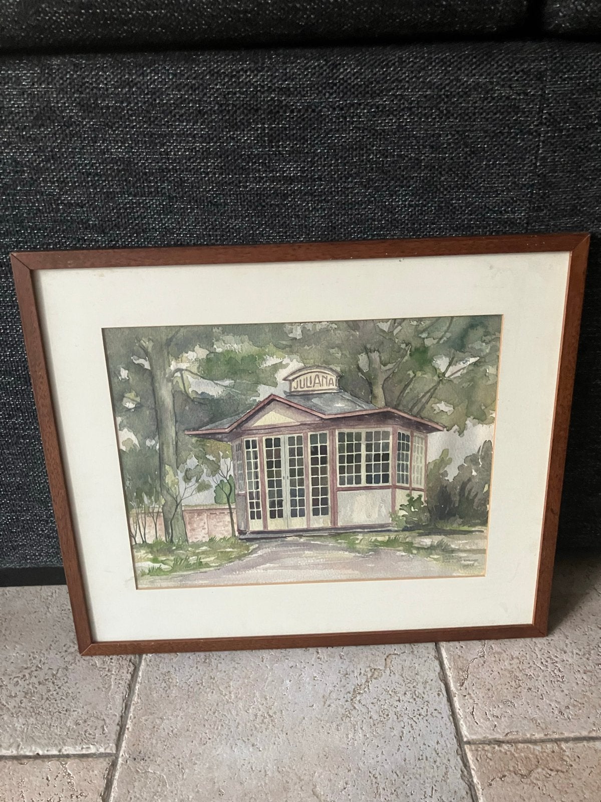 Aquarel van theehuis Juliana in Goirle, Ophalen, Realistisch, Aquarel, Ingelijst