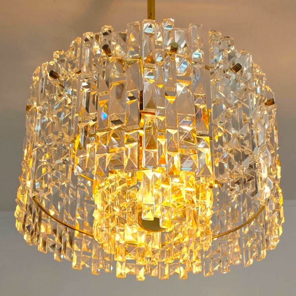 Kinkeldey 60's messing met facetglas mid century modern rare, Ophalen of Verzenden, Gebruikt, Glas, E27 (groot)