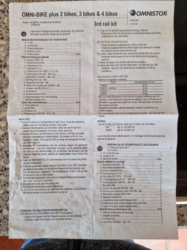 OMNI-BIKE Plus Fietsendrager, Ophalen, 3 fietsen of meer, Gebruikt, Fietsendrager-accessoire