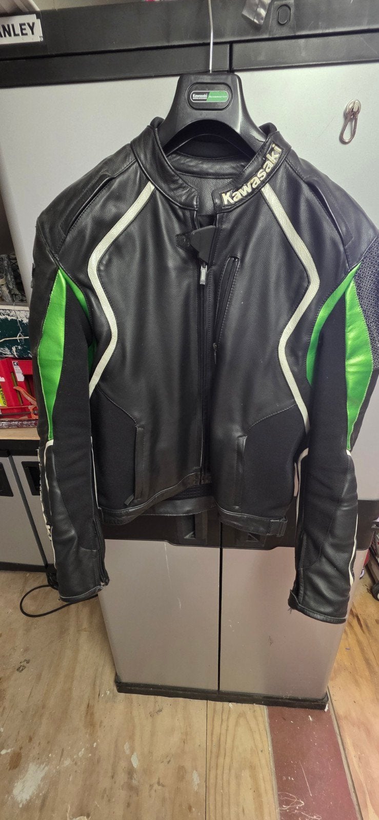 Kawasaki Leren Z Motorjas - Zwart/Groen - Maat XL, Motoren, Kleding | Motorkleding, Heren, Ophalen of Verzenden, Tweedehands, Kawasaki