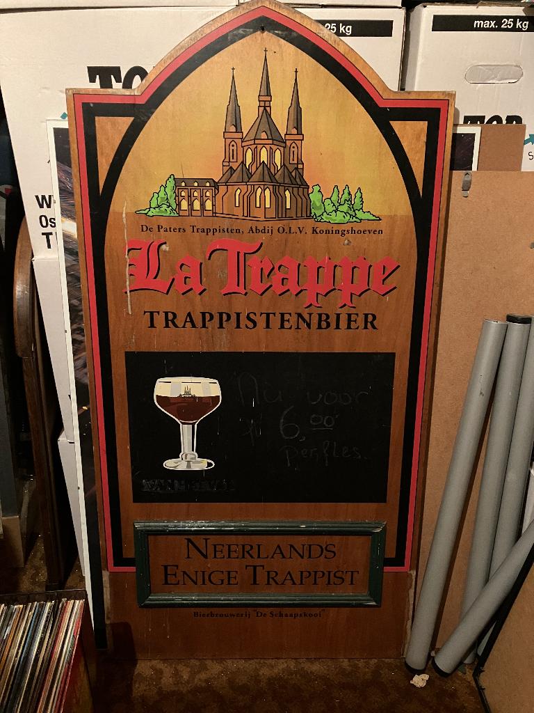 Oud La Trappe Trappistenbier bord Neerlands Enige Trappist, Ophalen, Gebruikt, Reclamebord, Plaat of Schild, La Trappe