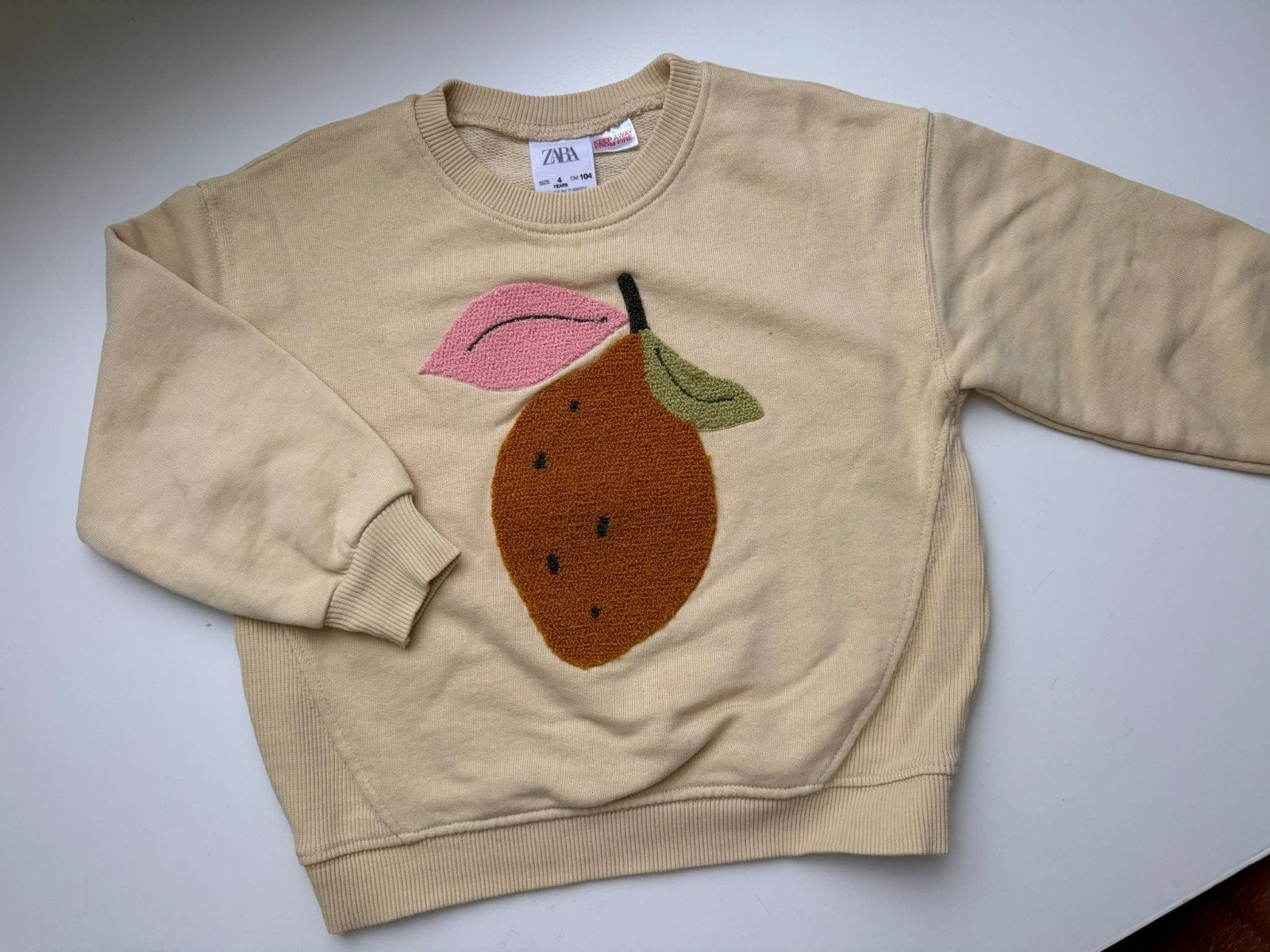 Fantastische ZARA trui met fruit. Nieuwstaat  maat 104, Meisje, Trui of Vest, Ophalen of Verzenden, Zo goed als nieuw