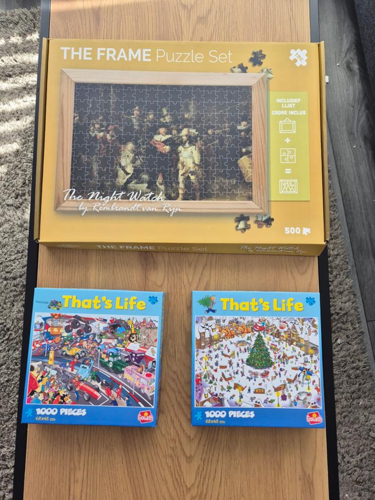 3 legpuzzels: 2x 1000 stukjes, 1x 500 stukjes, Ophalen of Verzenden, 500 t/m 1500 stukjes, Zo goed als nieuw, Legpuzzel