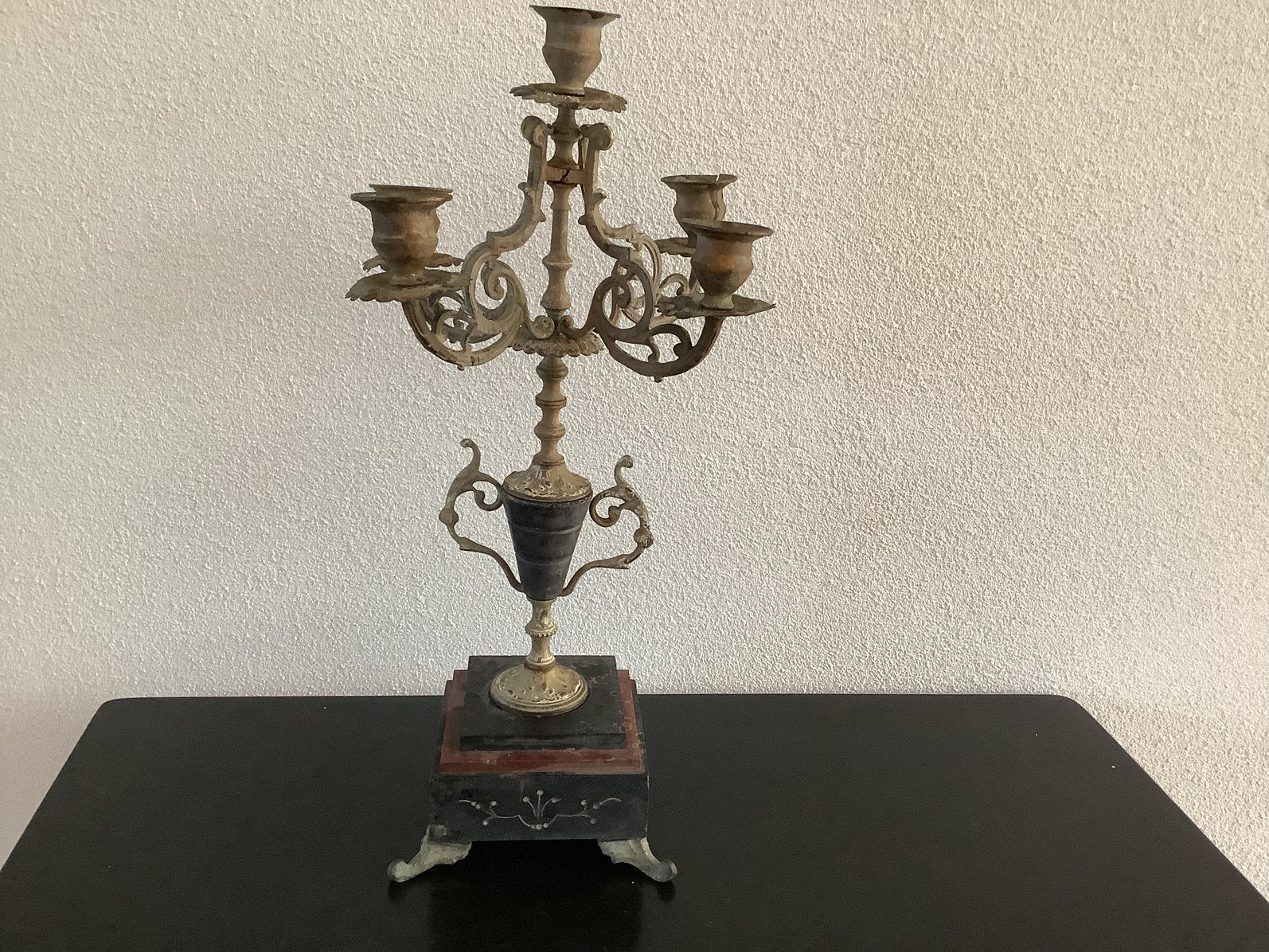 Antieke 19e eeuwse Franse kandelaar/Candelabre, Antiek en Kunst, Ophalen of Verzenden, Koper of Brons
