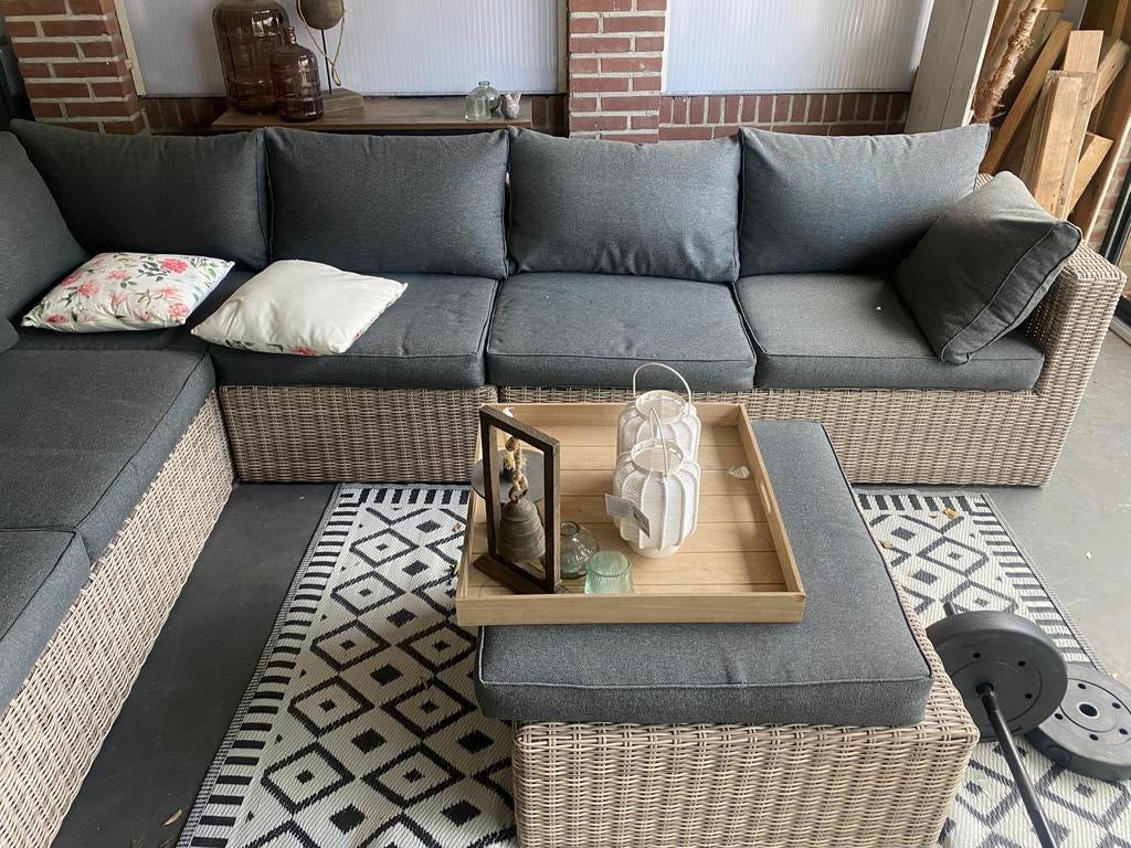 Tuinset bekleding antraciet.zo goed als nieuw, Tuin en Terras, Tuinsets en Loungesets, Ophalen, Bank, 6 zitplaatsen, Zo goed als nieuw