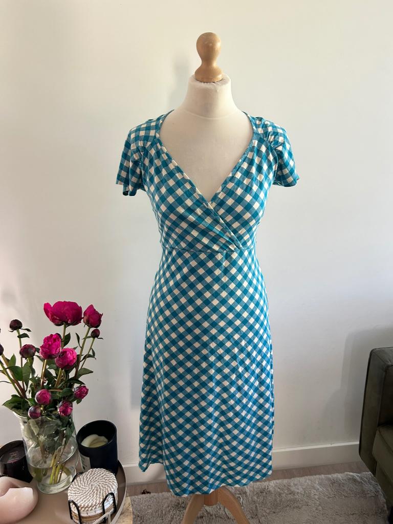 King Louie maat L blauwe retro cross jurk 3278, Kleding | Dames, Jurken, Blauw, Maat 42/44 (L), Ophalen of Verzenden, Zo goed als nieuw
