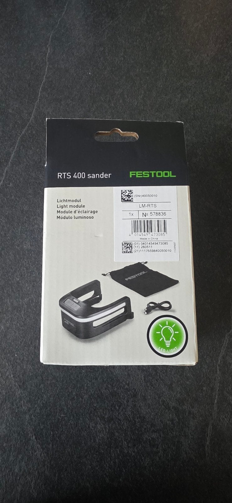 Festool RTS 400 Sander Lichtmodule - Nieuw in doos, Ophalen of Verzenden, Nieuw, Minder dan 600 watt, Vlakschuurmachine