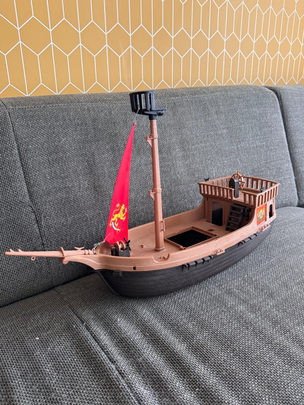 Vintage Playmobil 3750 Piratenschip (jaren '80/'90), Pirates, Gebruikt, Losse onderdelen, Ophalen of Verzenden