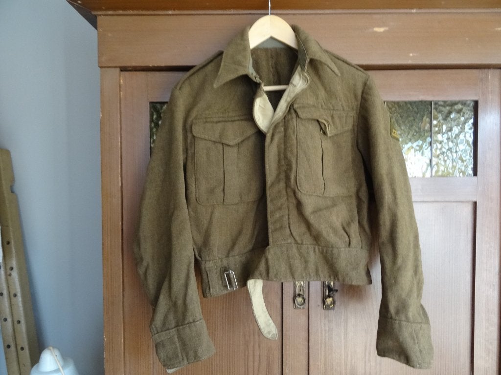Oude Engels battledress jas WO2, Ophalen, Landmacht, Engeland, Kleding of Schoenen