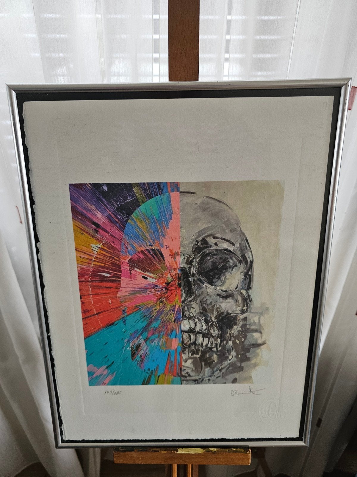 Moderne kunstprint: schedel met kleurrijke explosie, Ophalen of Verzenden