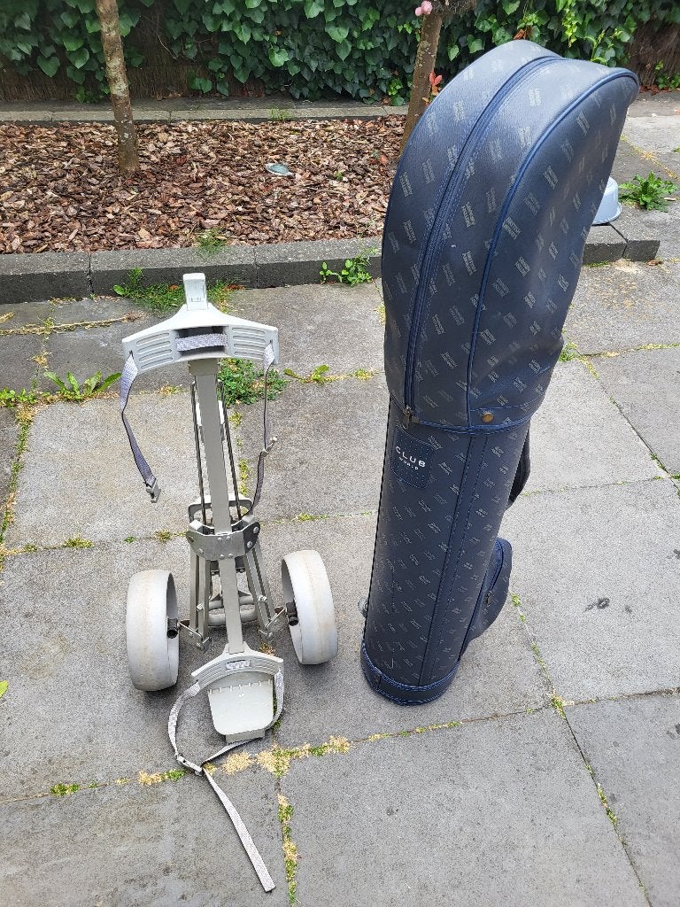 British Airways Club World Golfbag + 2 wiels Golftrolley, Sport en Fitness, Ophalen, Gebruikt, Golfkar, Overige merken
